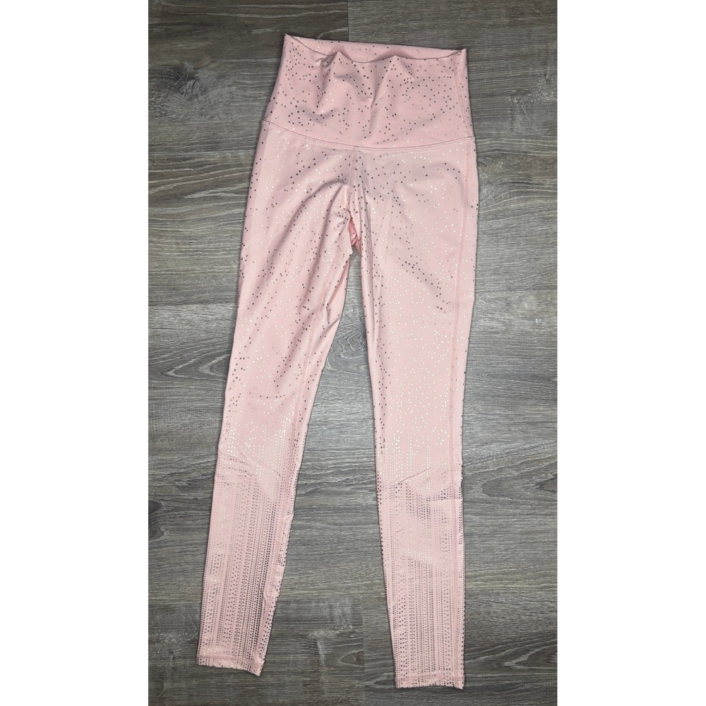 Electric Yoga Women's Pink Gold‎ Foil Polka Dot High Waist Leggings Gym Yoga XS